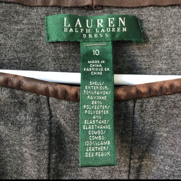 Lauren Ralph Lauren Lamb Leather Detail Sleeveless Flare Shift Dress Sz 10 - Picture 4 of 4